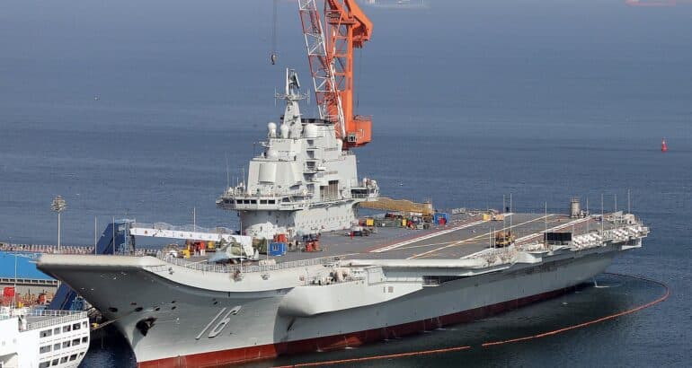 Chinese aircraft carrier Liaoning in Dalian.